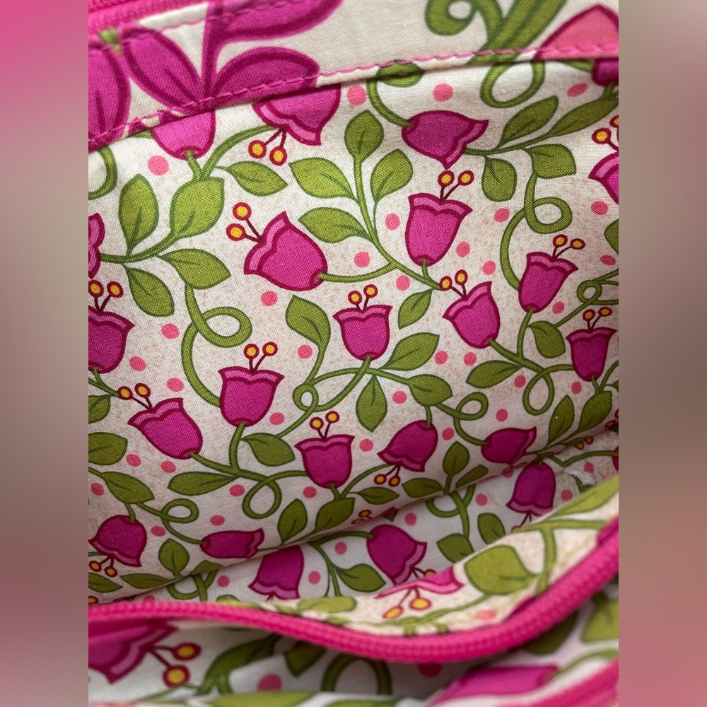 Vera Bradley Pink Floral “Lilli Belle” Y2K Double Handle Quilted Shoulder Bag - Picture 13 of 14